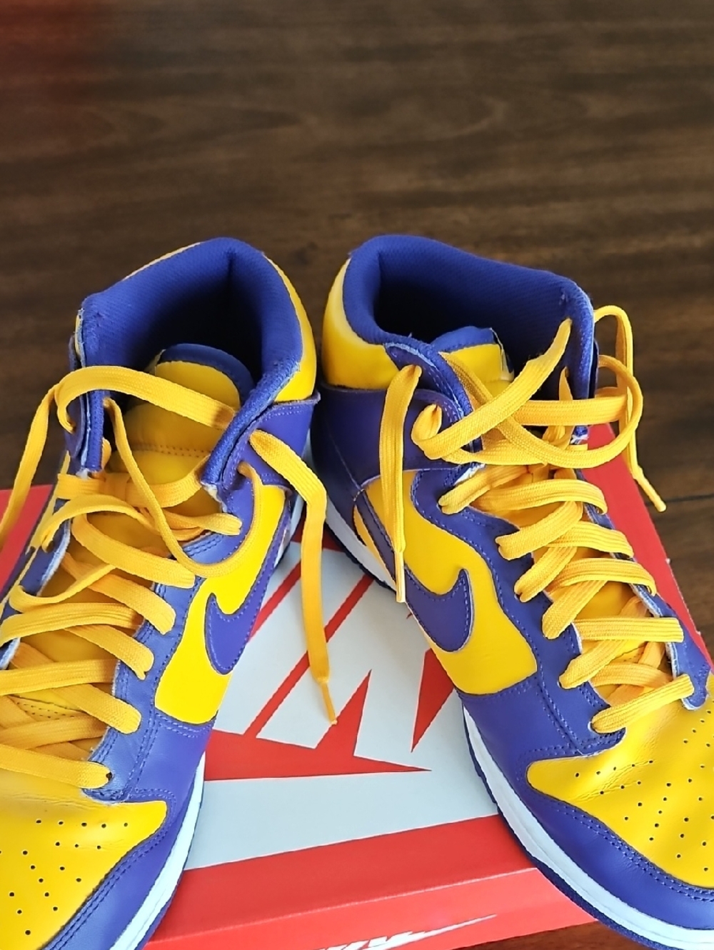 Men's Yellow & Purple High-Top Nike Sneakers